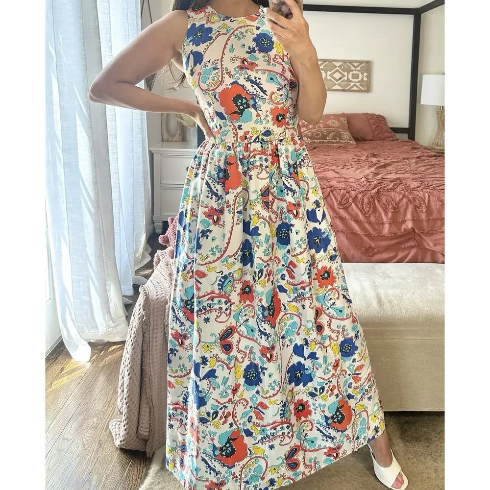 70’s Vintage Size 18 John Meyer Colorful Maxi Dress - Picture 10 of 13